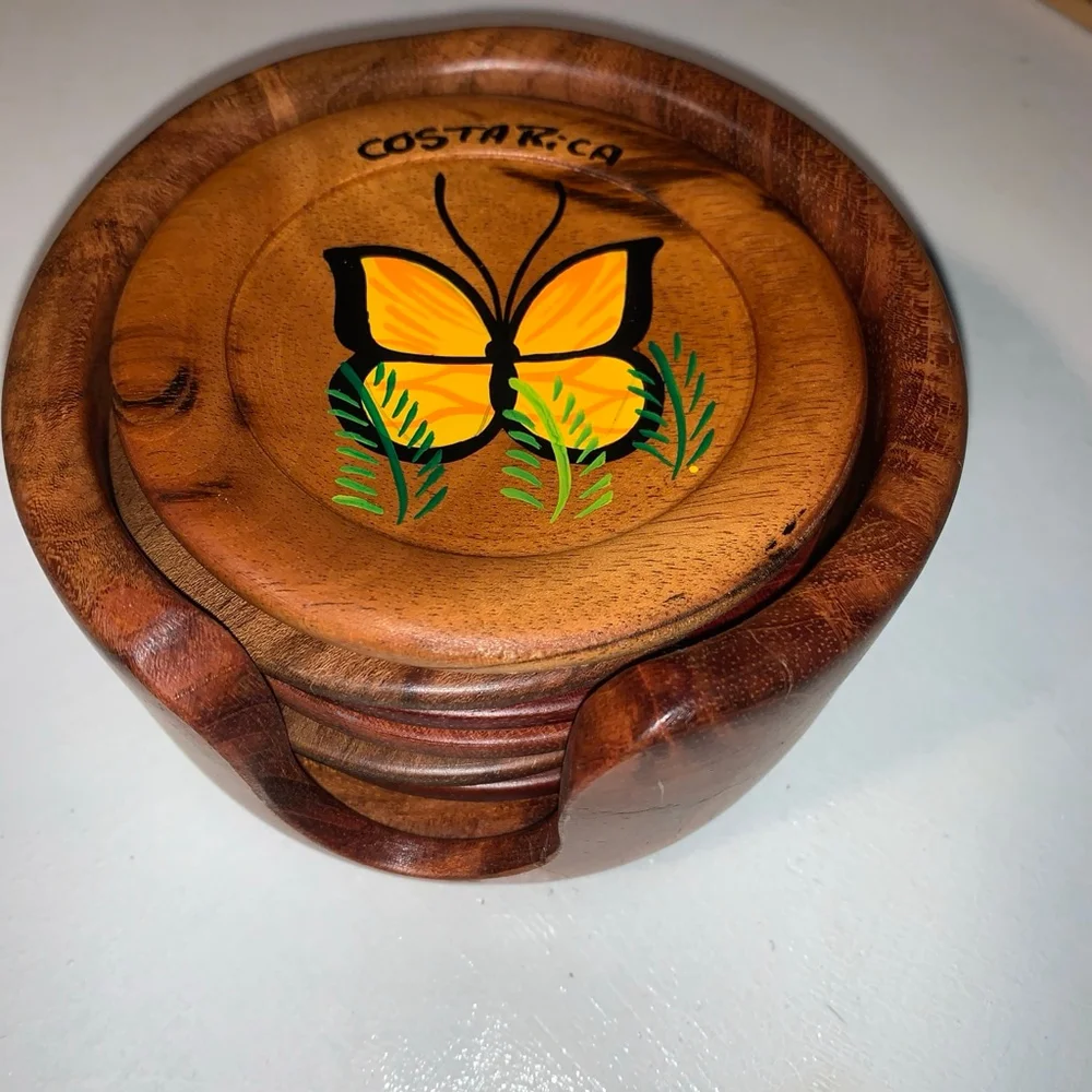 Unbranded Brown Wooden Costa Rica Coasters Set One Size - Picture 5 of 5